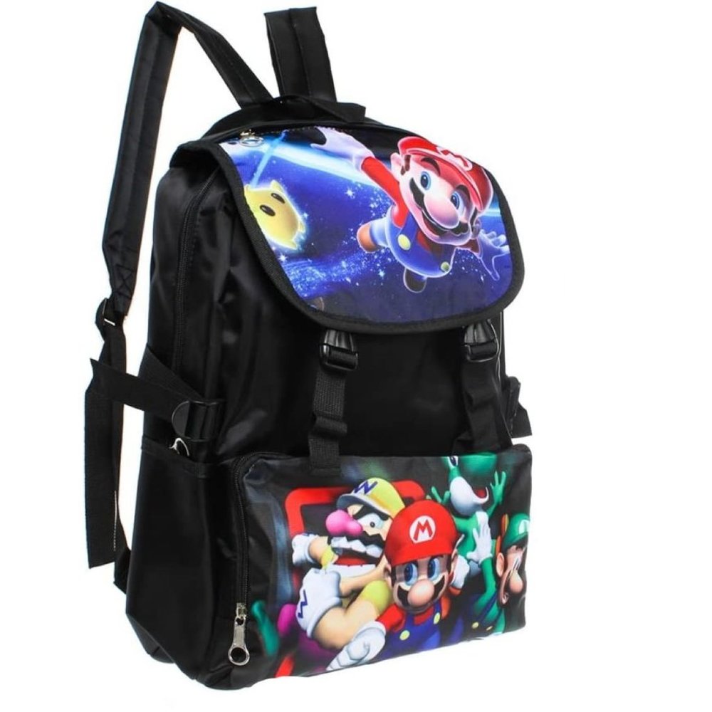 Super Mario Full Size Backpack Mario Luigi Yoshi Wario School Bag (Mario Star )